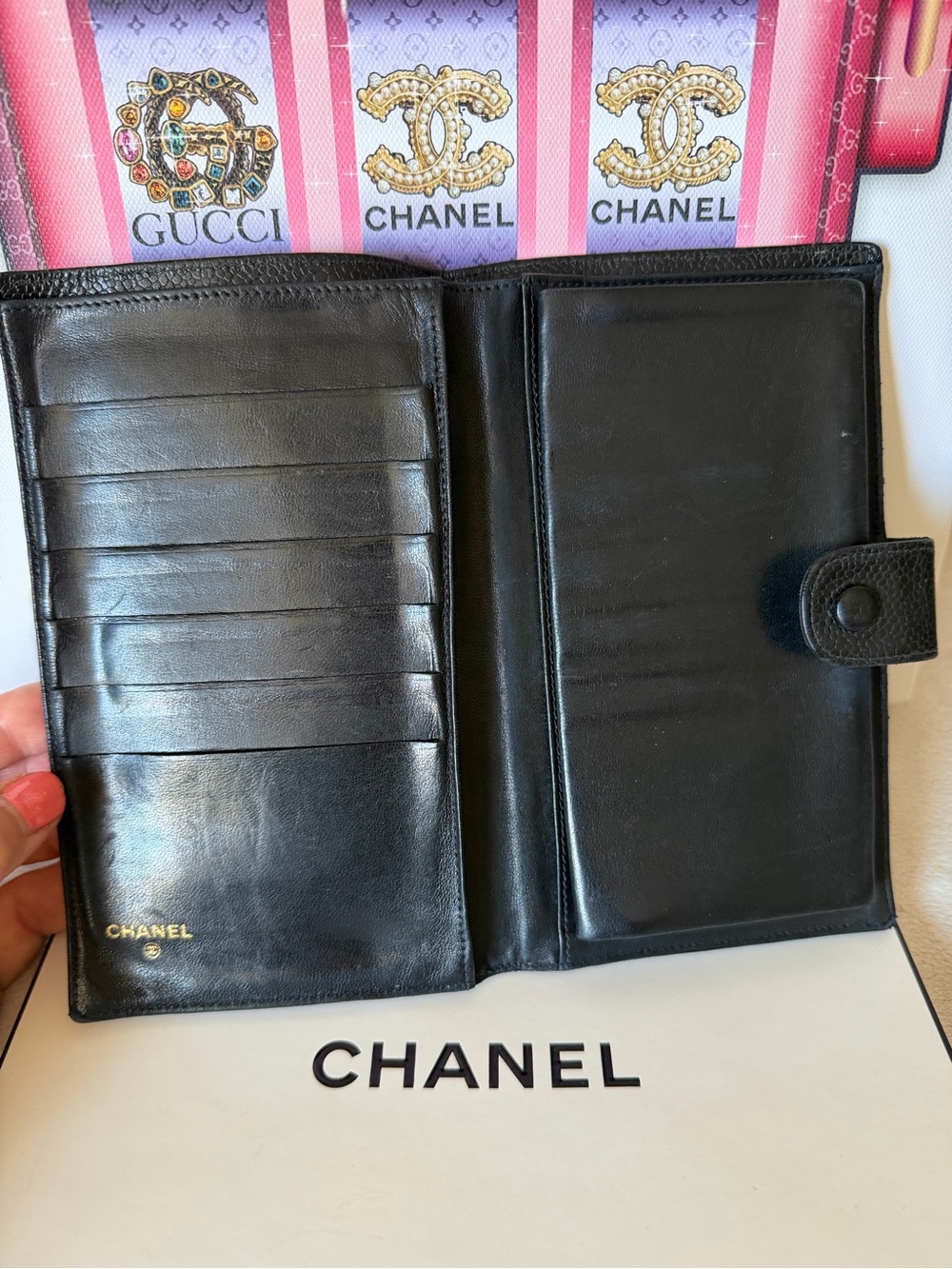 CHANEL Vintage Black Leather CC Logo Long Wallet - Picture 4 of 14
